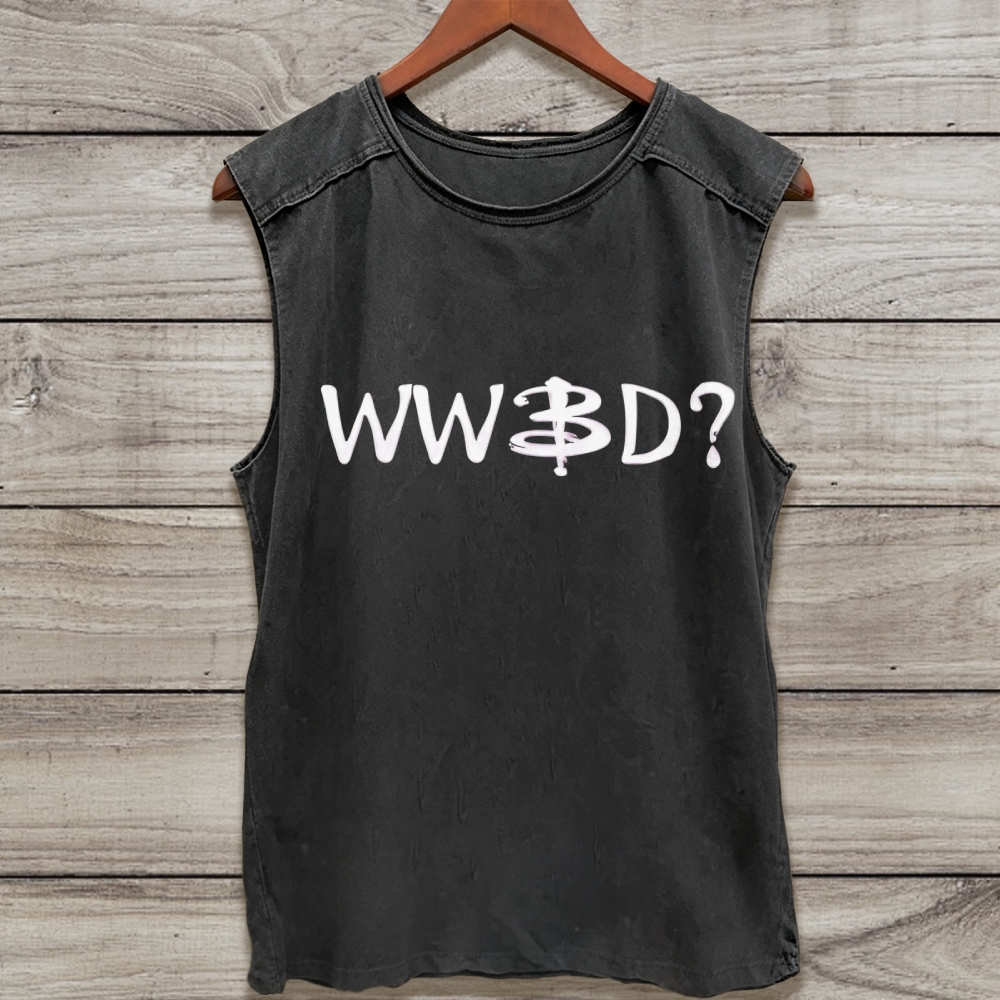 Slogan Letter Distressed Washed Tank Top