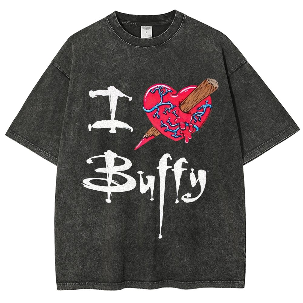 Gothic Staked Bleeding Heart Graphic Washed T-Shirt 