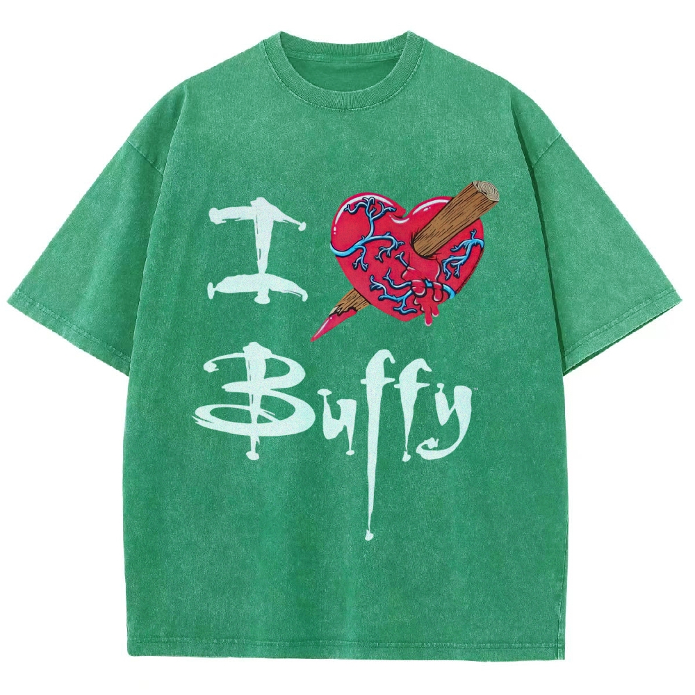 Gothic Staked Bleeding Heart Graphic Washed T-Shirt 