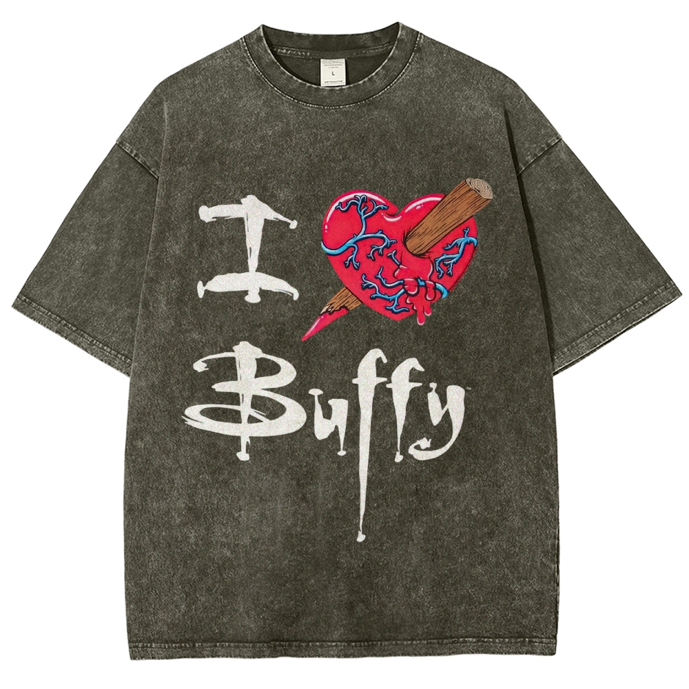 Gothic Staked Bleeding Heart Graphic Washed T-Shirt 