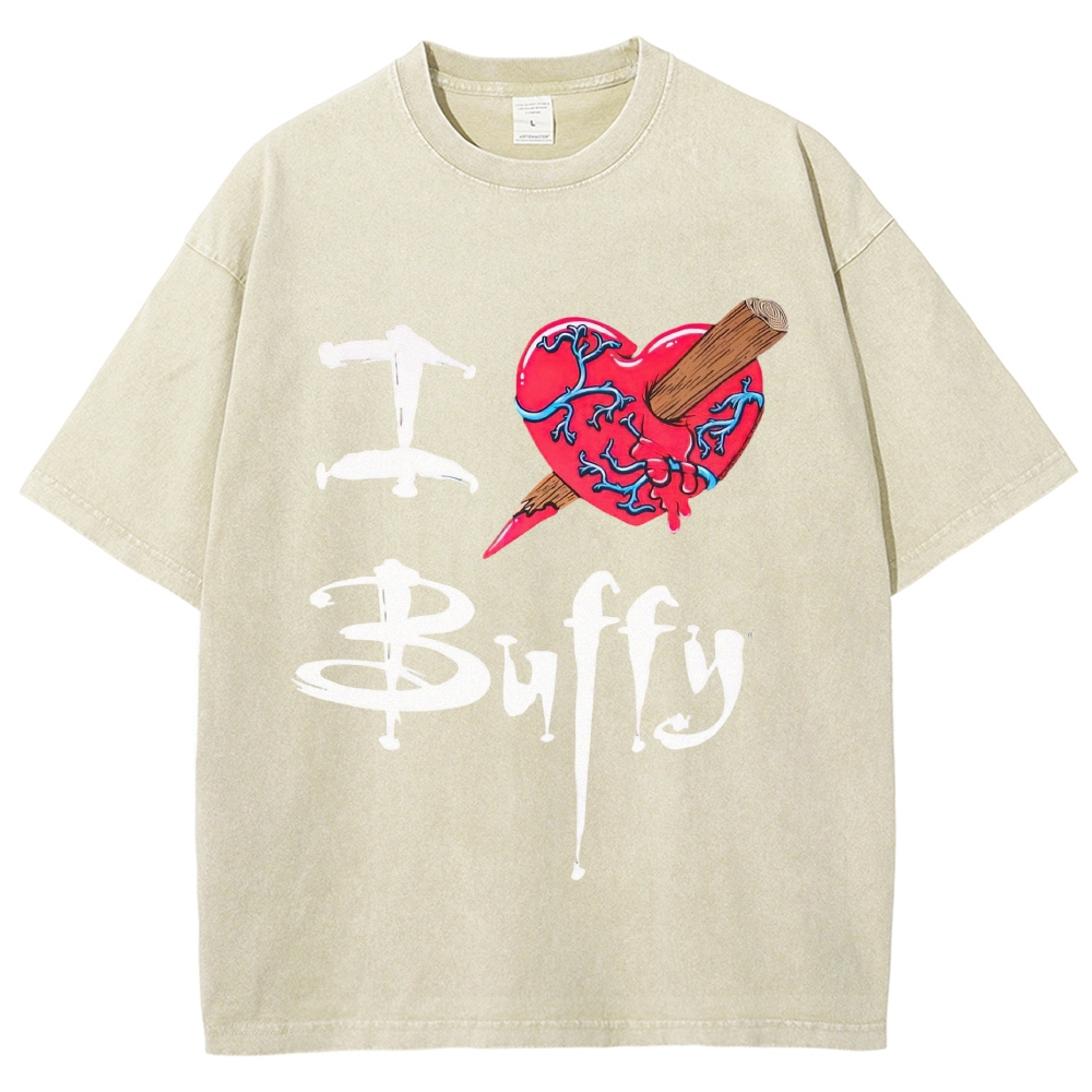 Gothic Staked Bleeding Heart Graphic Washed T-Shirt 