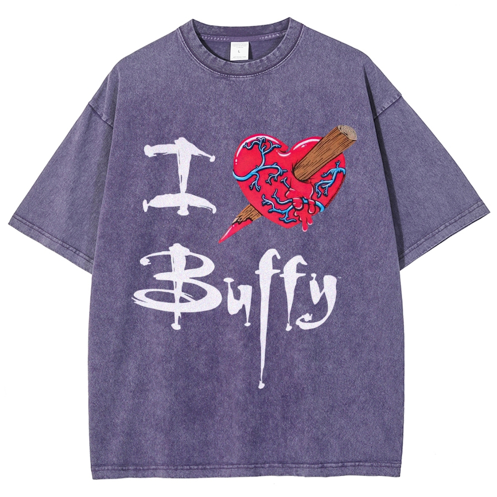 Gothic Staked Bleeding Heart Graphic Washed T-Shirt 