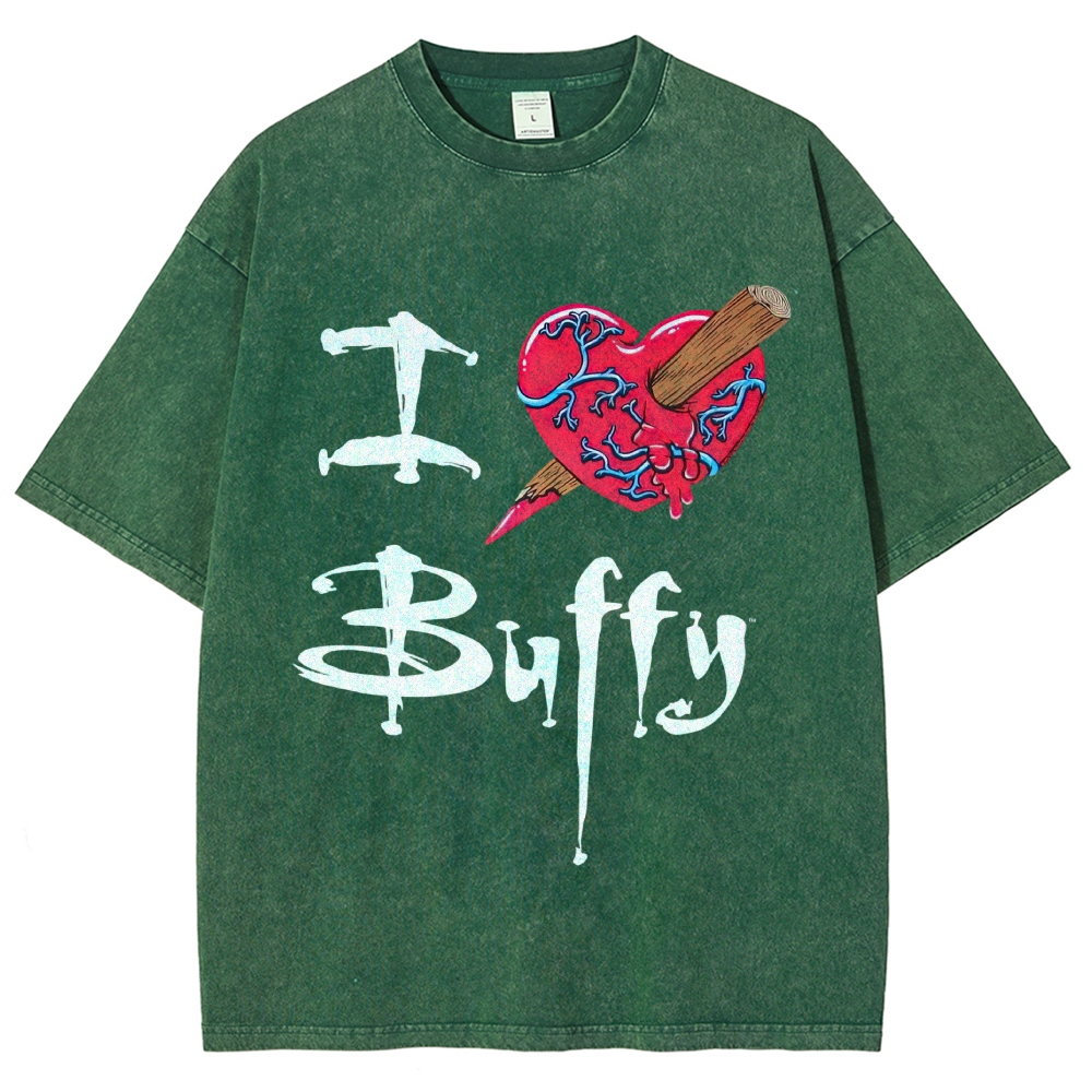 Gothic Staked Bleeding Heart Graphic Washed T-Shirt 
