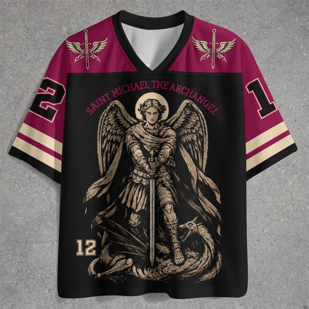 Winged Archangel Dragon Maroon Jersey Shirts
