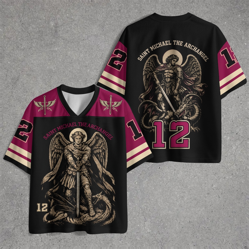 Winged Archangel Dragon Maroon Jersey Shirts