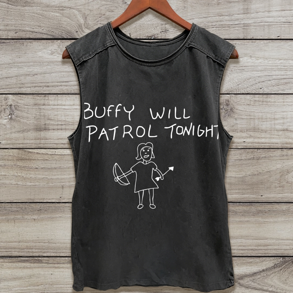 Buffy Will Patrol Tonight Washed Tank Top 