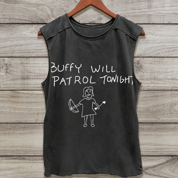 Buffy Will Patrol Tonight Washed Tank Top 