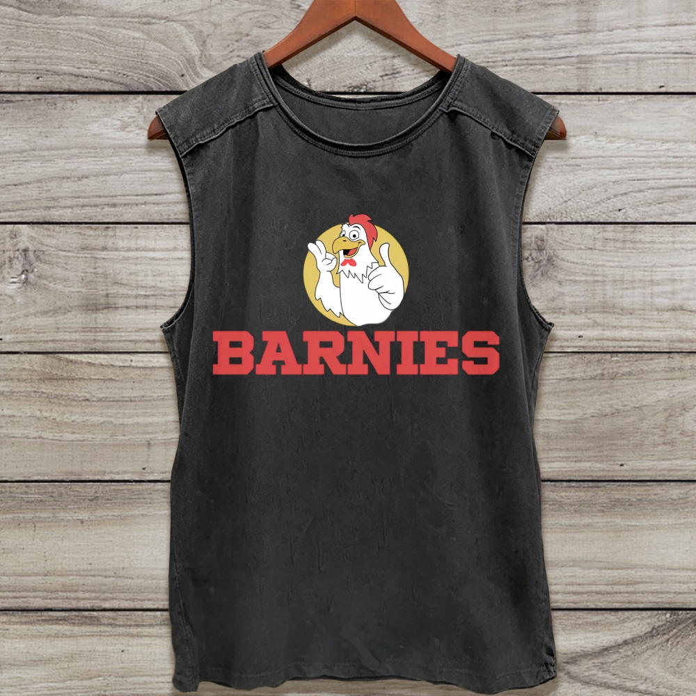 Cartoon Rooster Peace Sign Washed Tank Top 