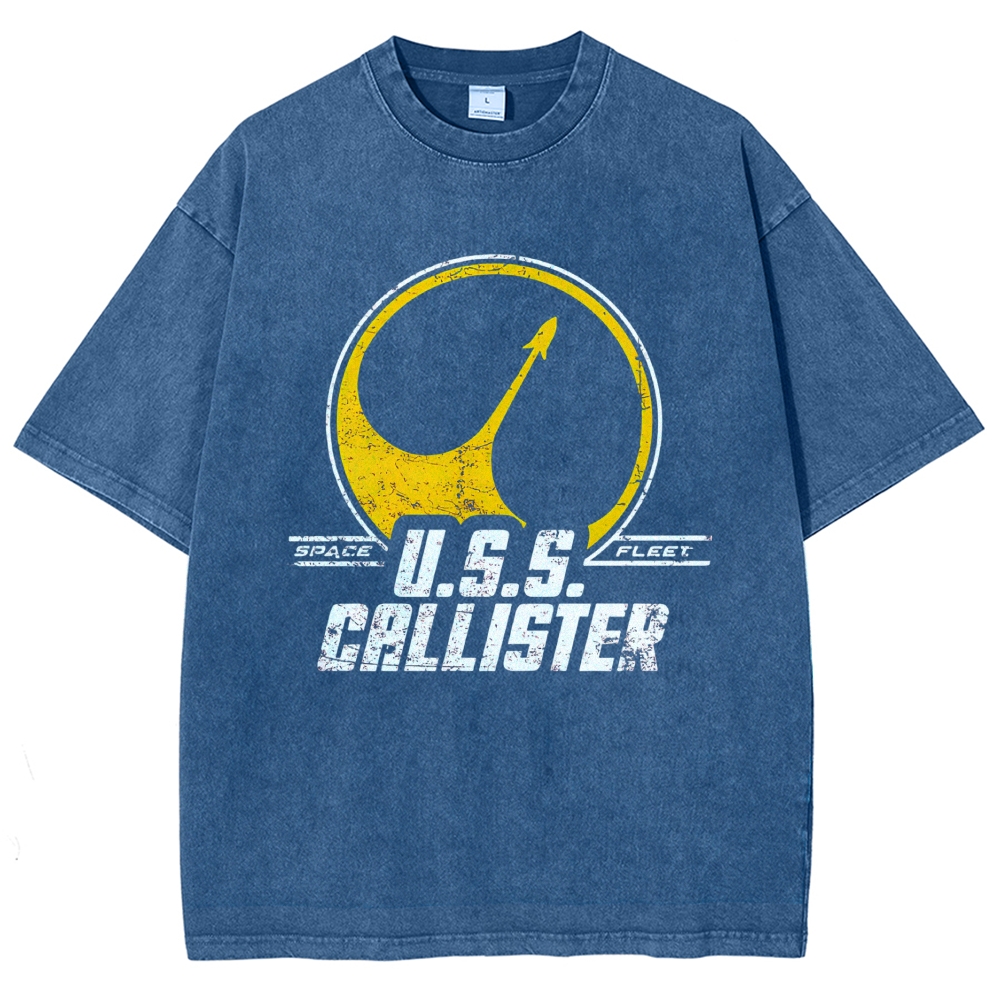 Retro Space Fleet Rocket Logo Washed T-Shirt