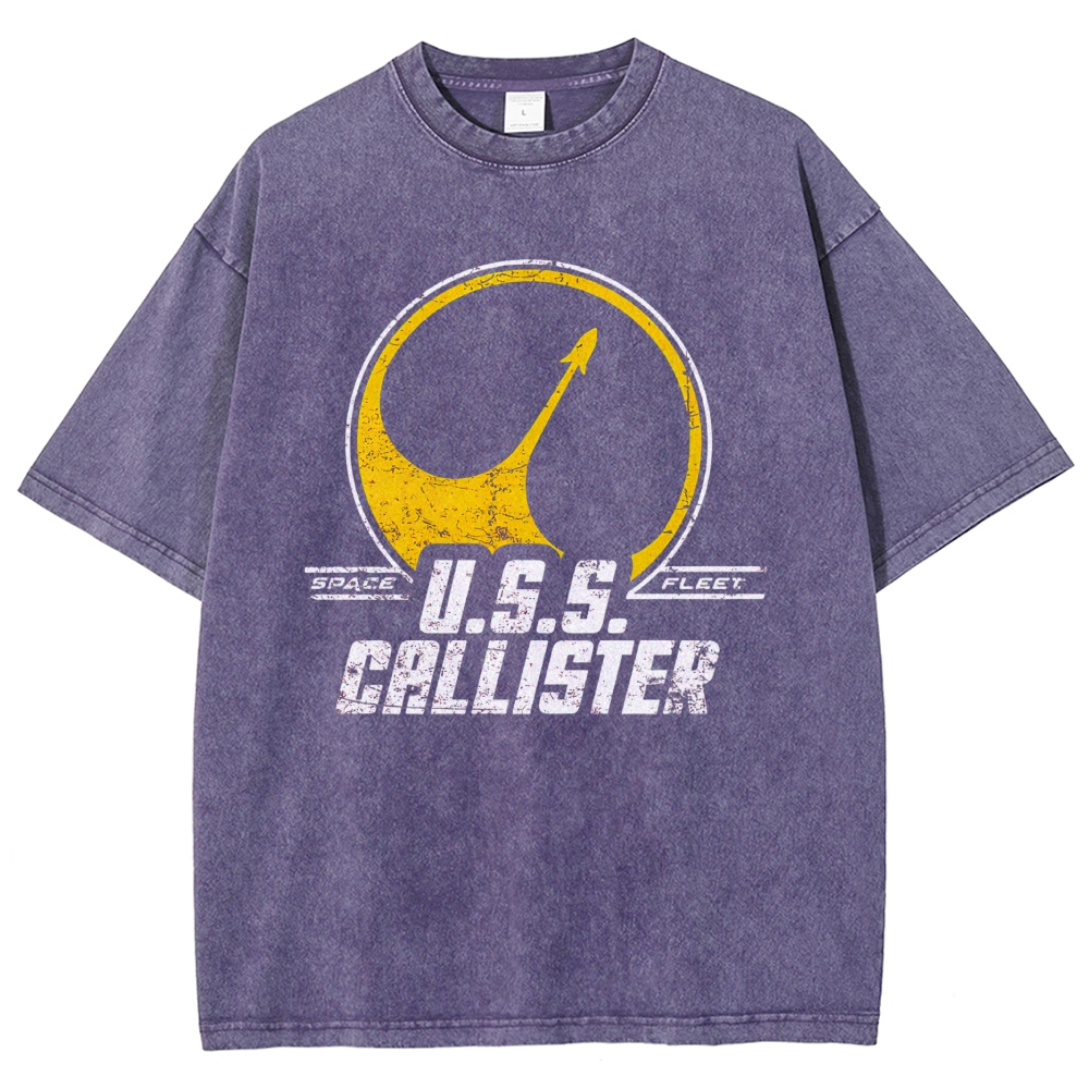 Retro Space Fleet Rocket Logo Washed T-Shirt