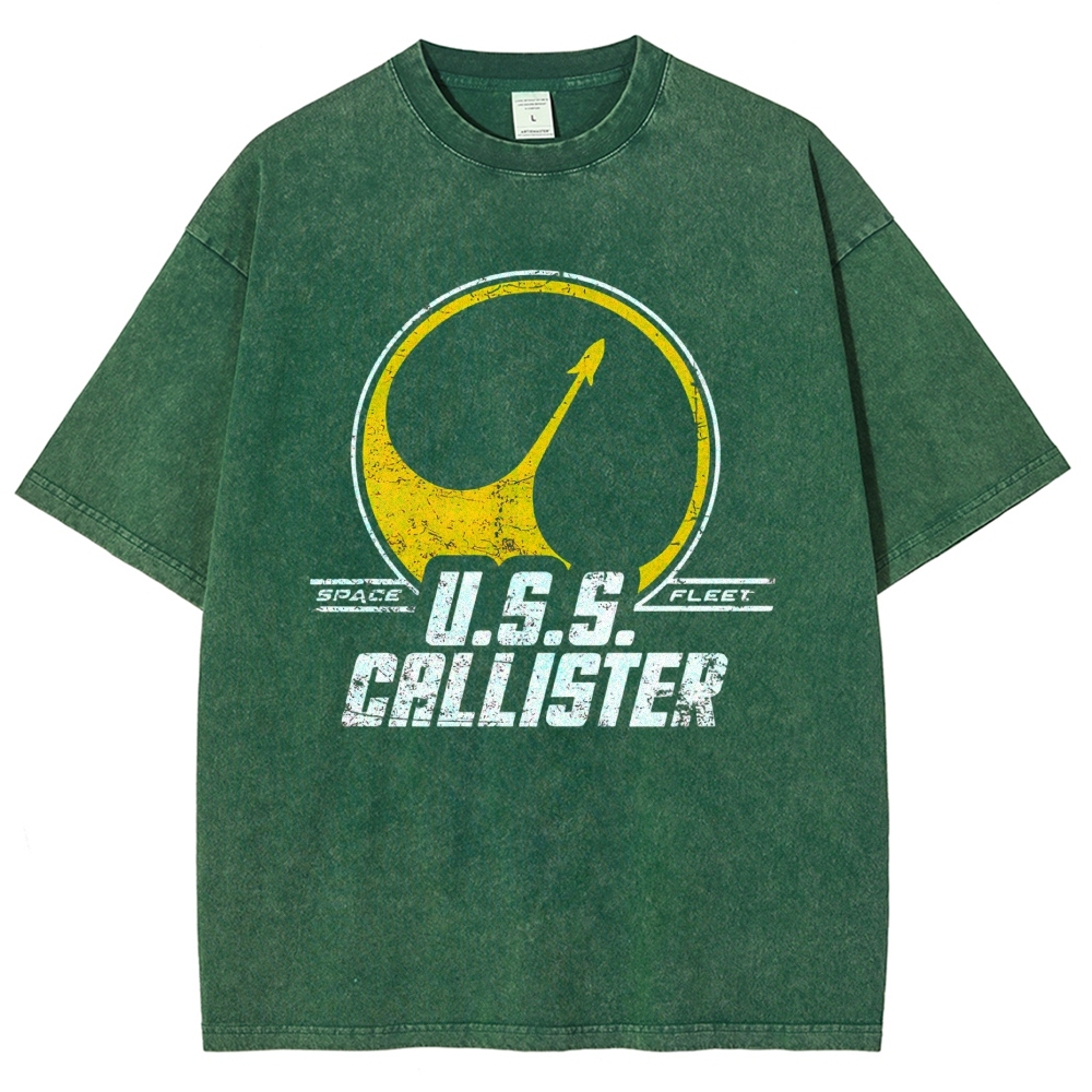 Retro Space Fleet Rocket Logo Washed T-Shirt
