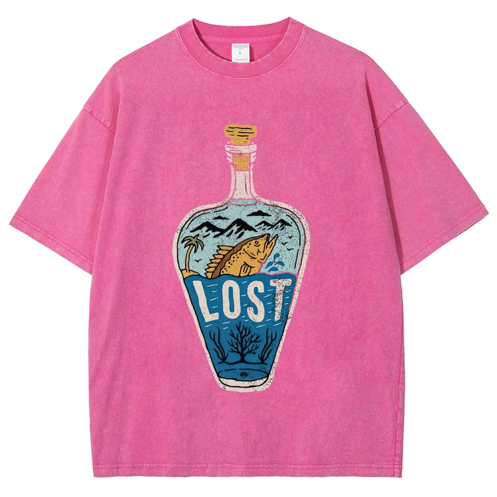 Bottle Island Fish Doodle Washed T-Shirt