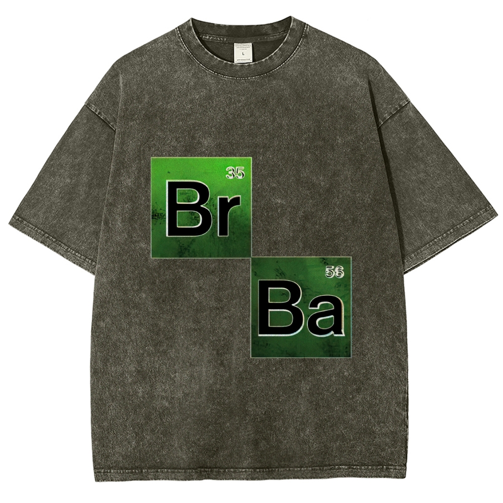 Green Chemical Element Square Washed T-Shirt