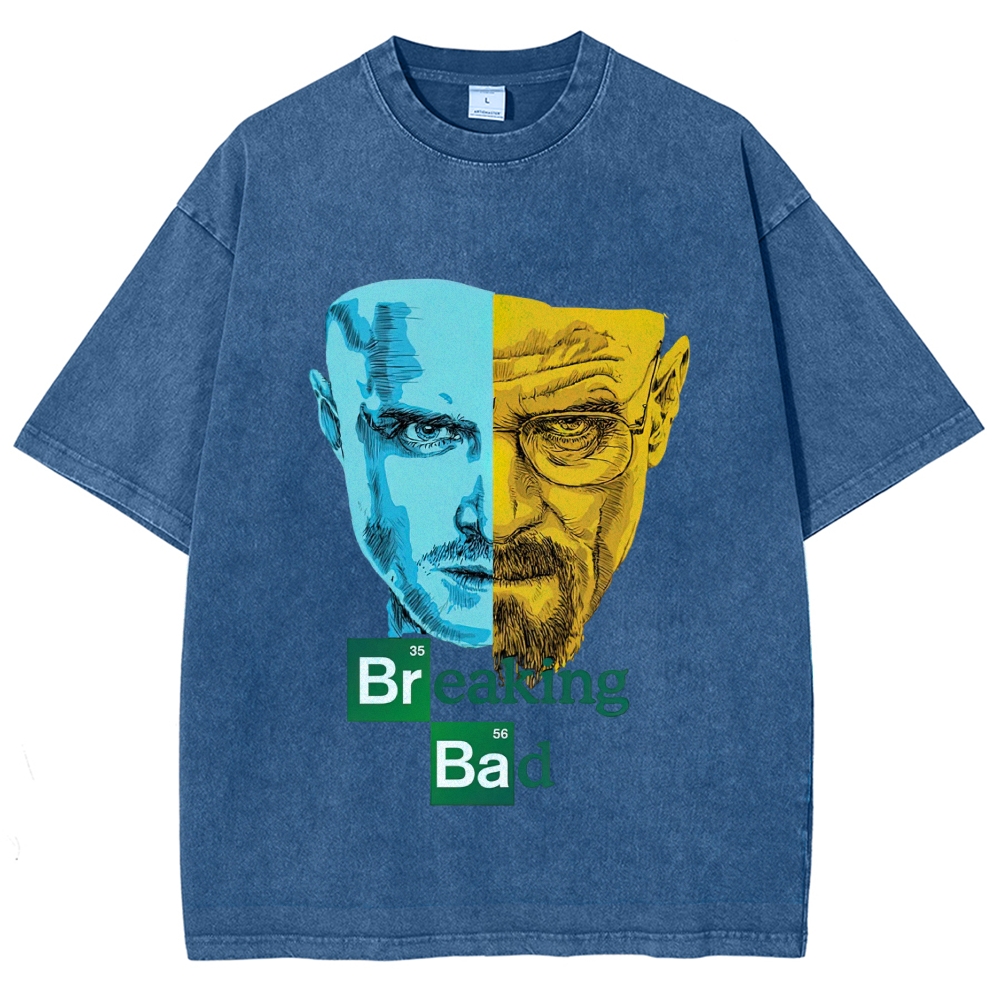 Split Two Tone Character Portrait Washed T-Shirt