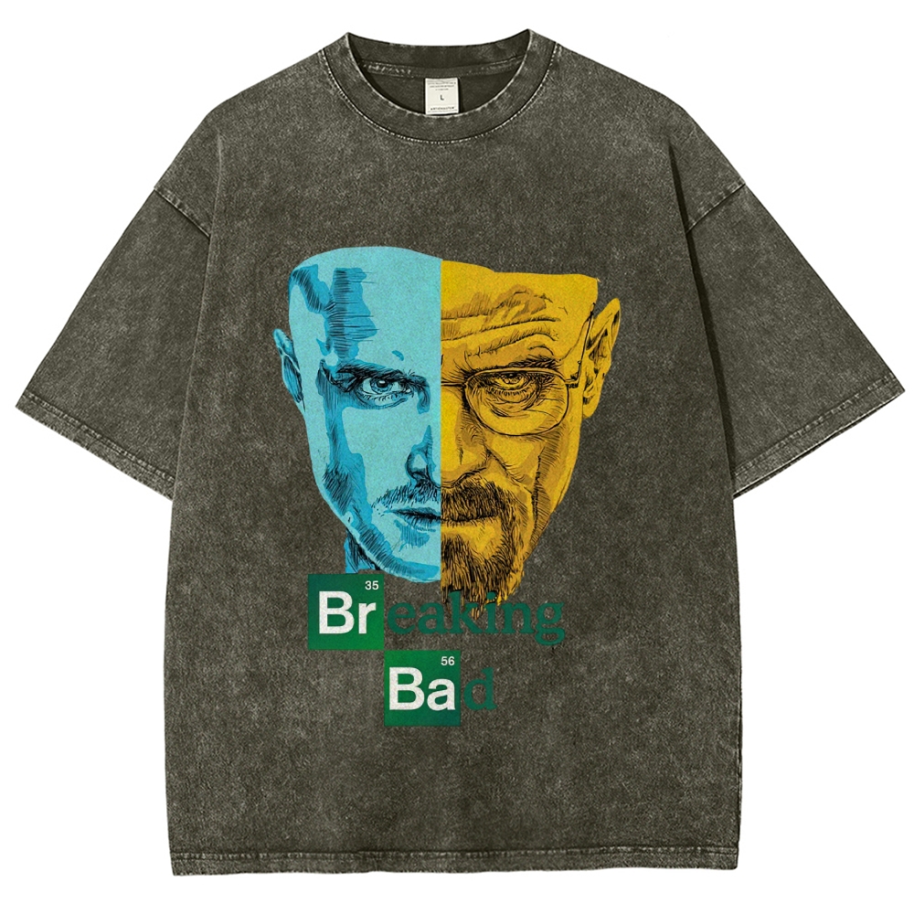 Split Two Tone Character Portrait Washed T-Shirt