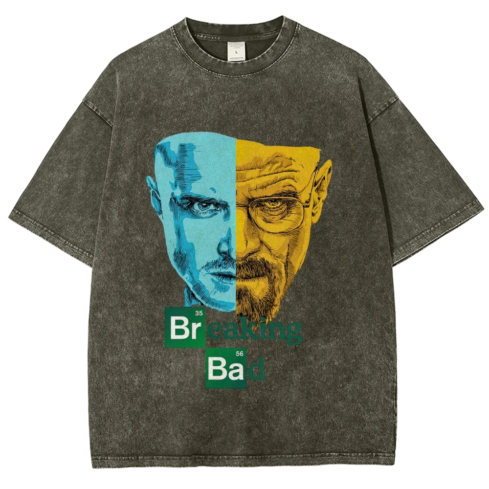 Split Two Tone Character Portrait Washed T-Shirt