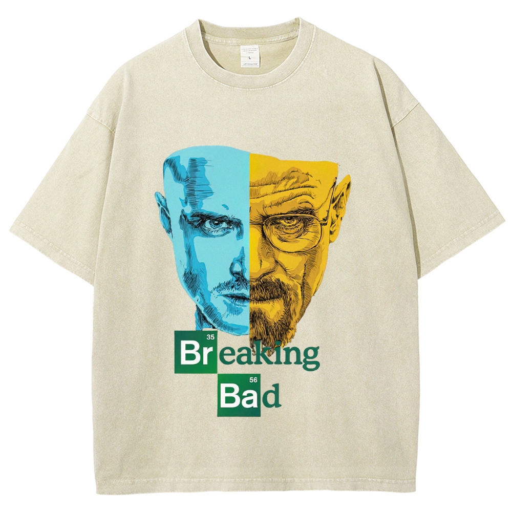 Split Two Tone Character Portrait Washed T-Shirt