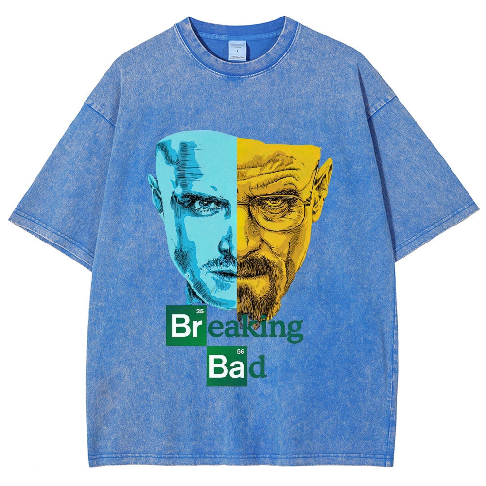 Split Two Tone Character Portrait Washed T-Shirt