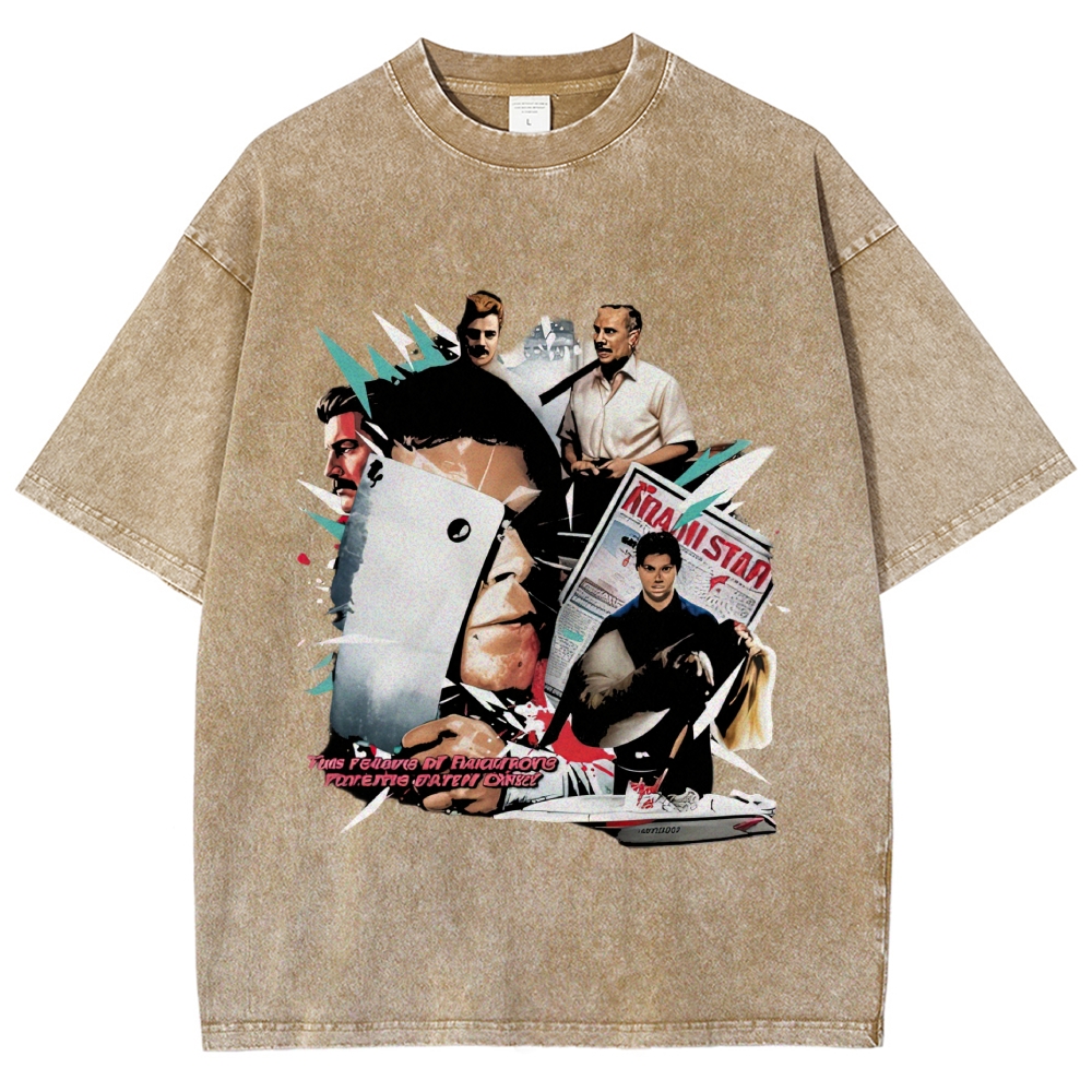 Collage Character Montage Washed T-Shirt