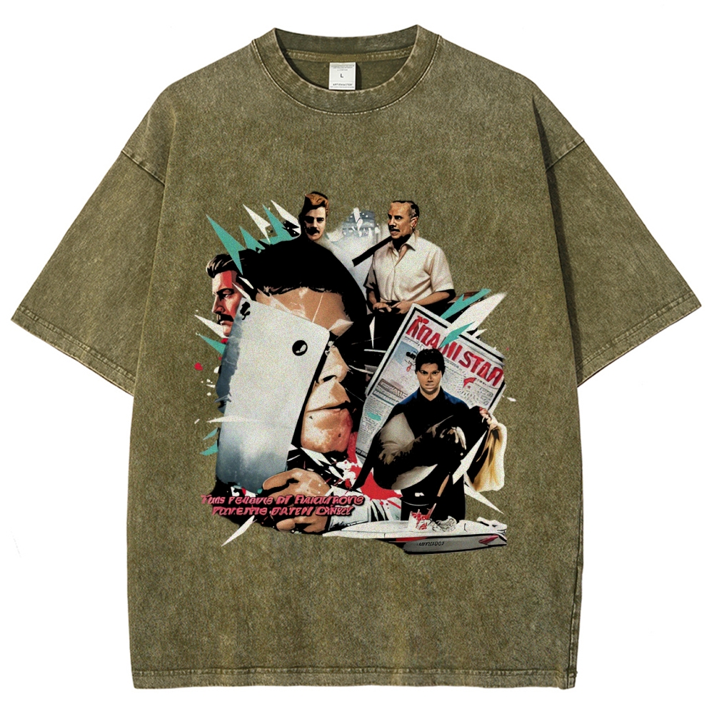 Collage Character Montage Washed T-Shirt