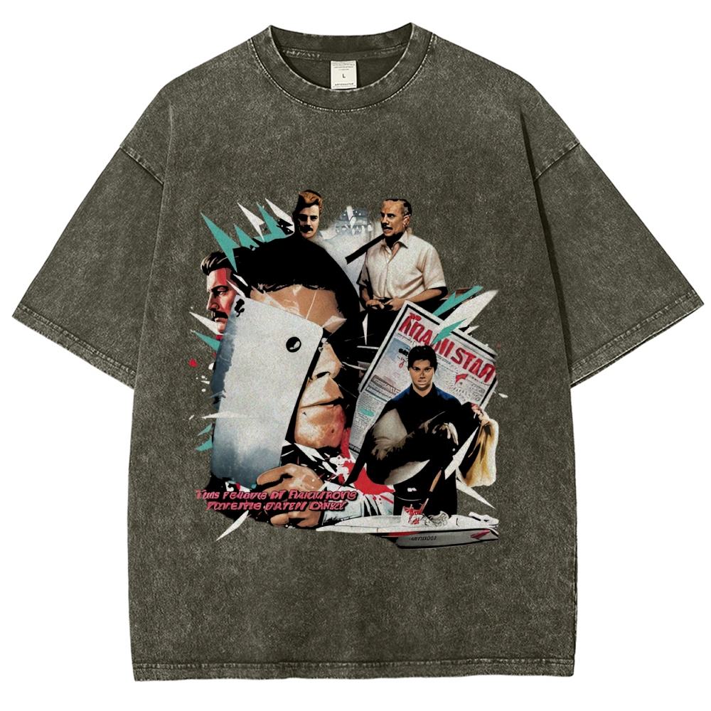 Collage Character Montage Washed T-Shirt