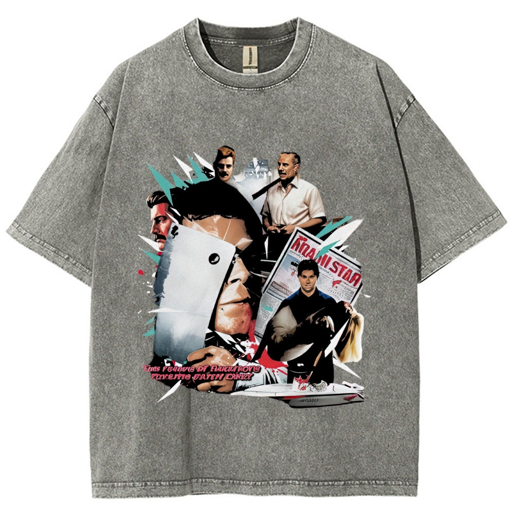 Collage Character Montage Washed T-Shirt