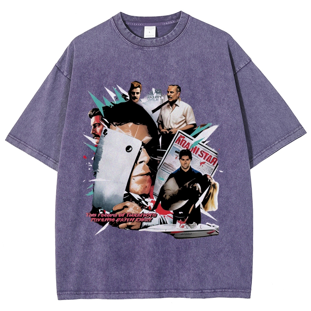 Collage Character Montage Washed T-Shirt