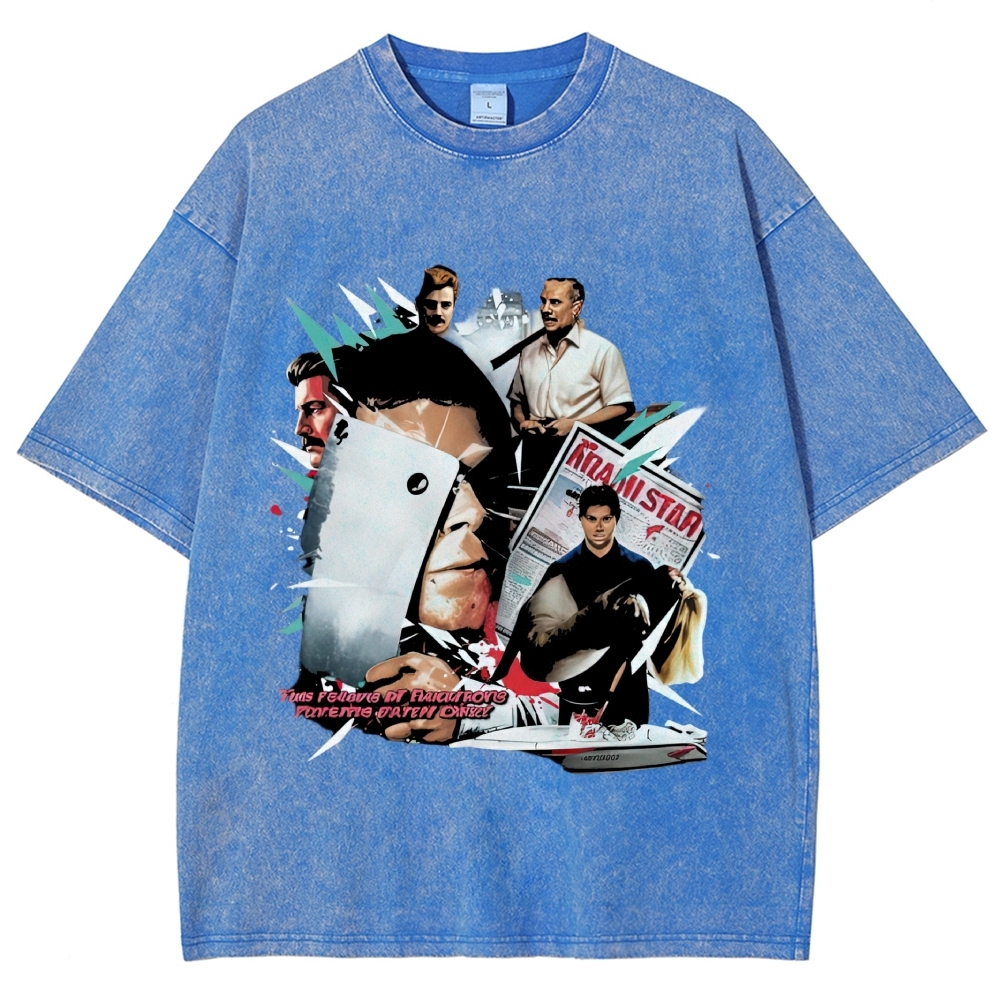 Collage Character Montage Washed T-Shirt