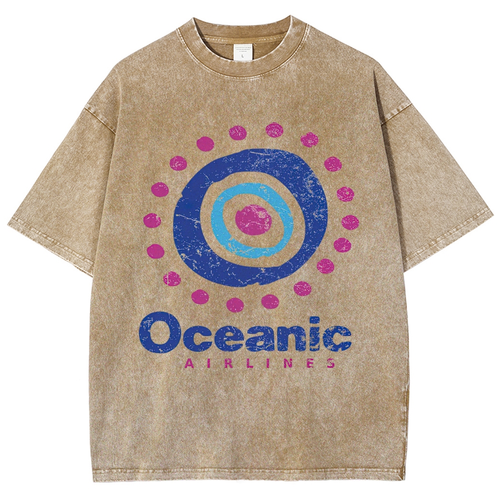 Distressed Concentric Circle Airline Logo Washed T-Shirt