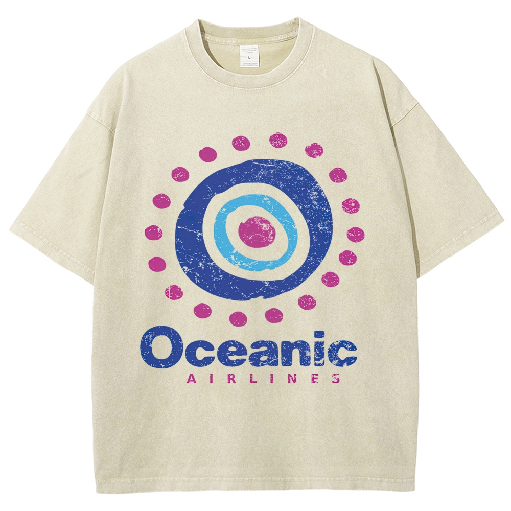 Distressed Concentric Circle Airline Logo Washed T-Shirt
