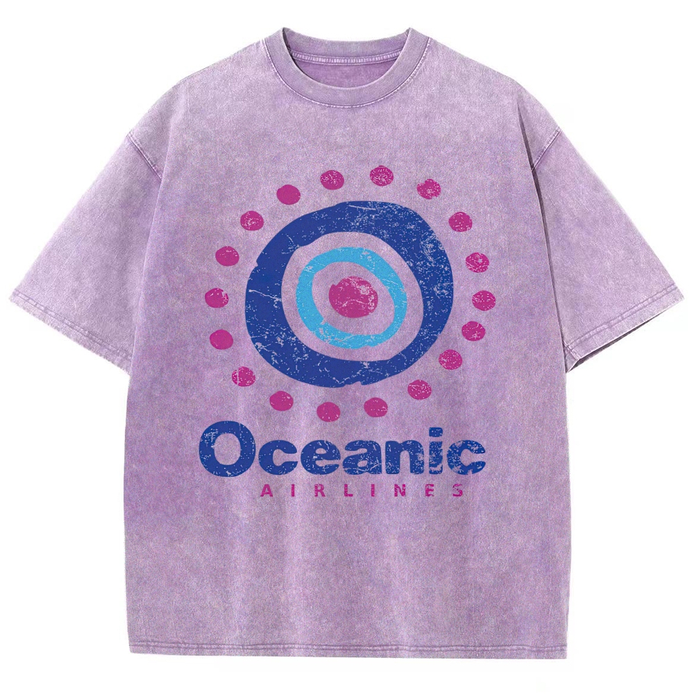 Distressed Concentric Circle Airline Logo Washed T-Shirt
