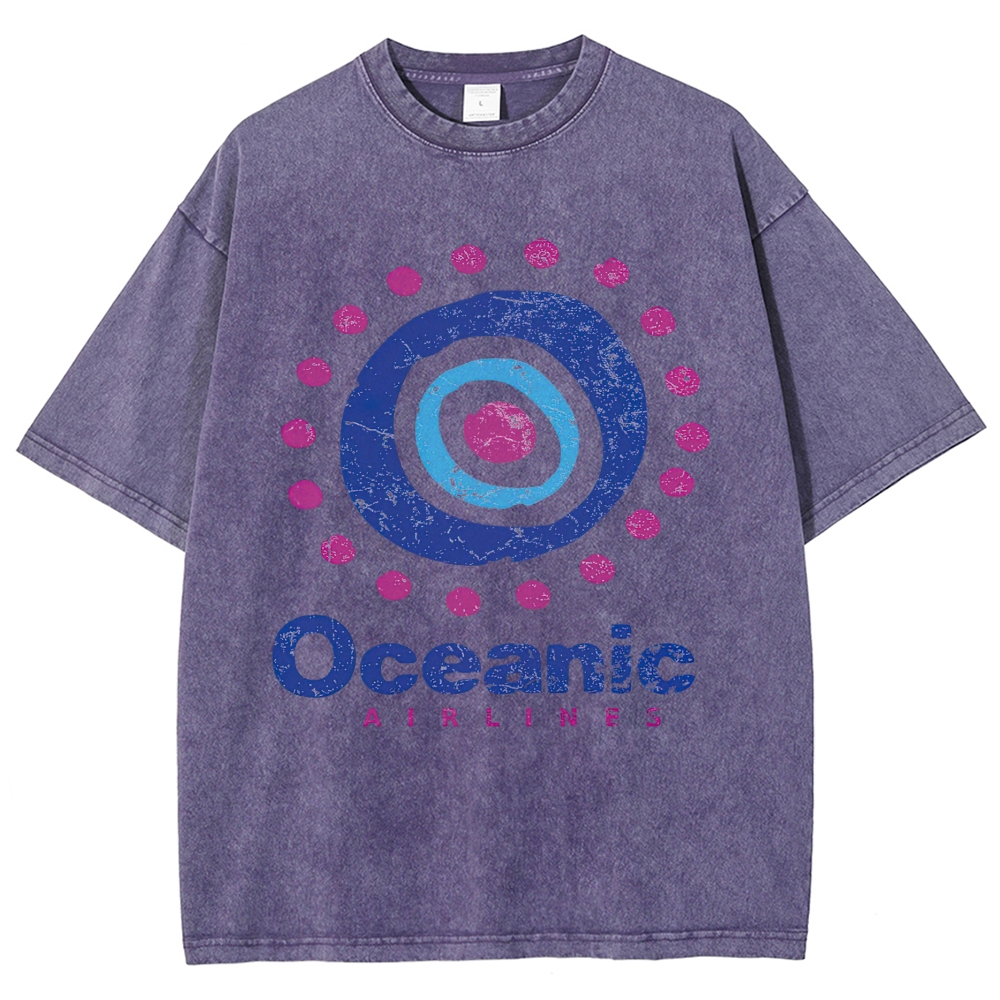 Distressed Concentric Circle Airline Logo Washed T-Shirt