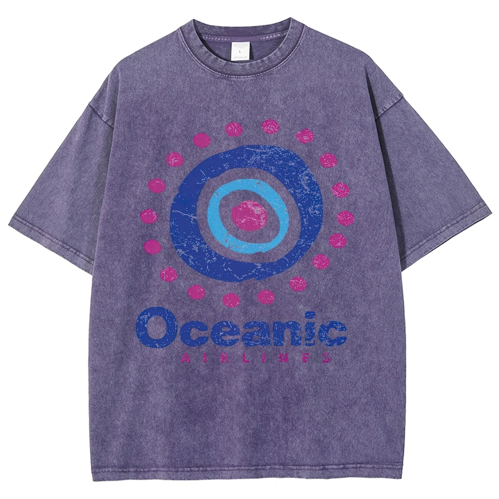 Distressed Concentric Circle Airline Logo Washed T-Shirt
