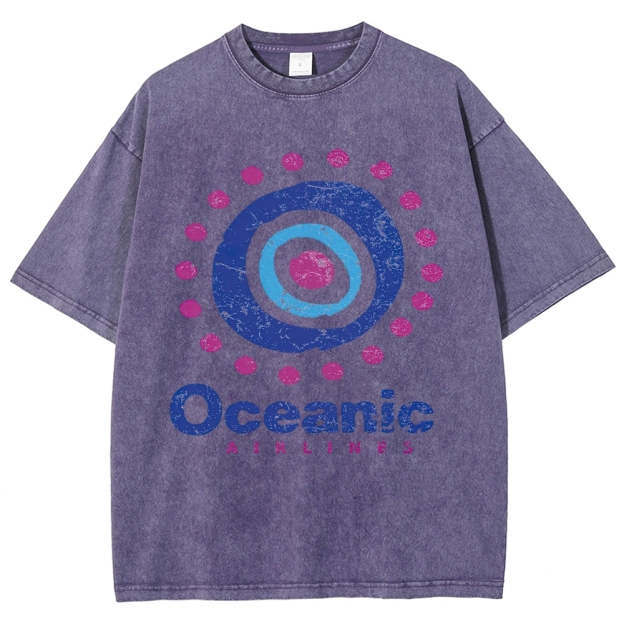 Distressed Concentric Circle Airline Logo Washed T-Shirt