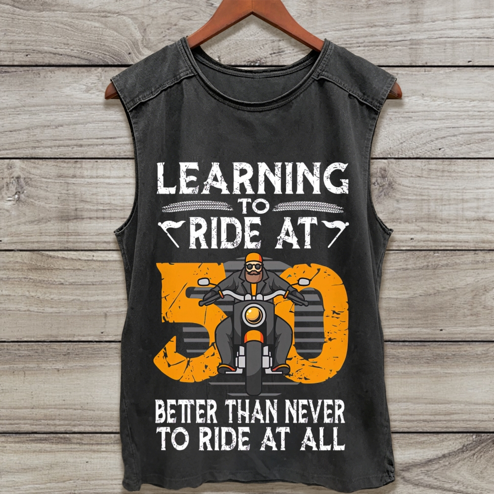 Retro Biker Quote Number Graphic Washed Tank Top