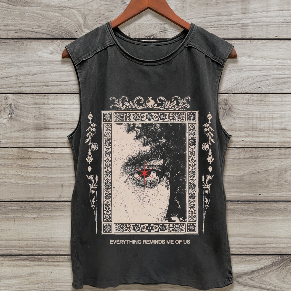 Ornate Vintage Frame Eye Art Washed Tank Top