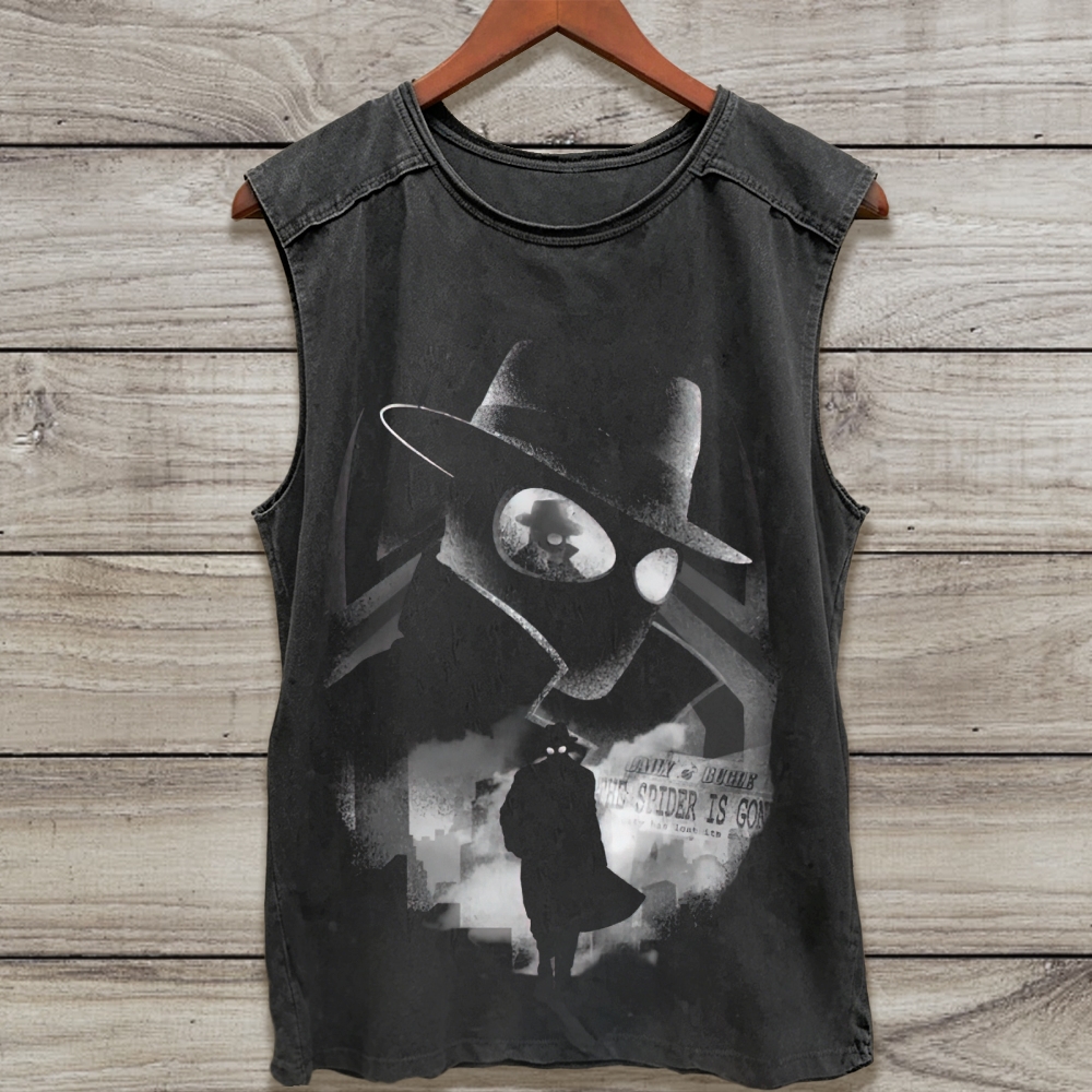 Noir Shadow Hero Hat Figure Washed Tank Top