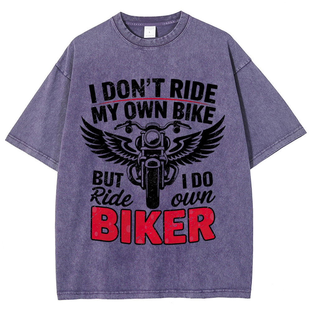 Winged Motorcycle Humorous Quote Washed T-Shirt 