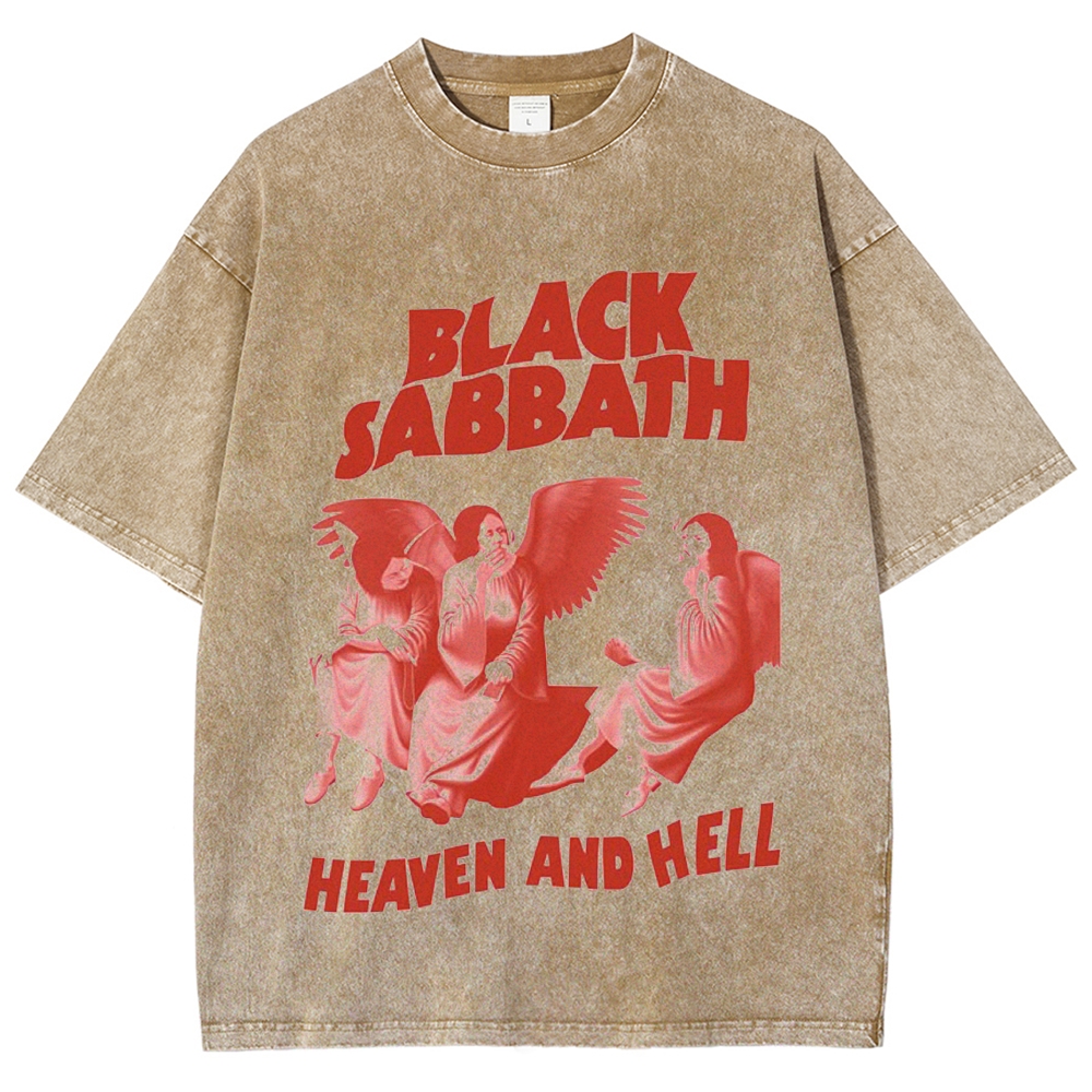 Retro Band Angel Illustration Washed T-Shirt