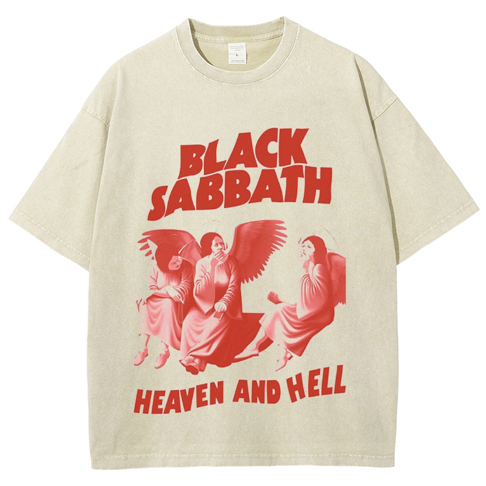 Retro Band Angel Illustration Washed T-Shirt
