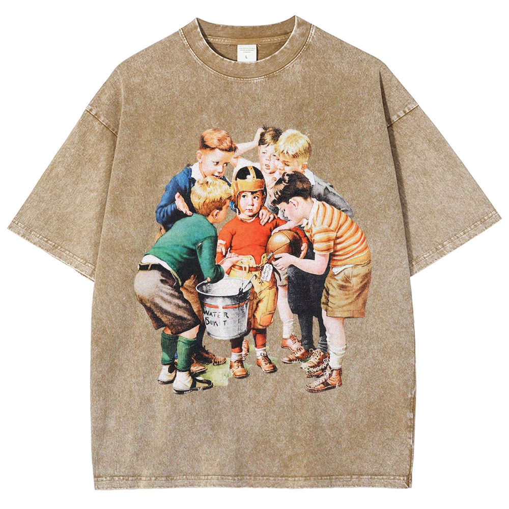 Oil Painting Children Group Scene  Washed T-Shirt 