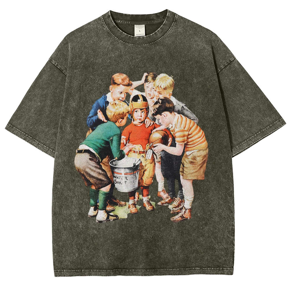 Oil Painting Children Group Scene  Washed T-Shirt 