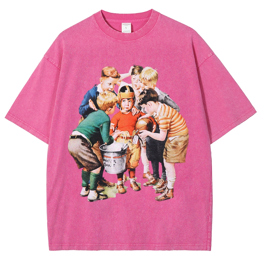 Oil Painting Children Group Scene  Washed T-Shirt 