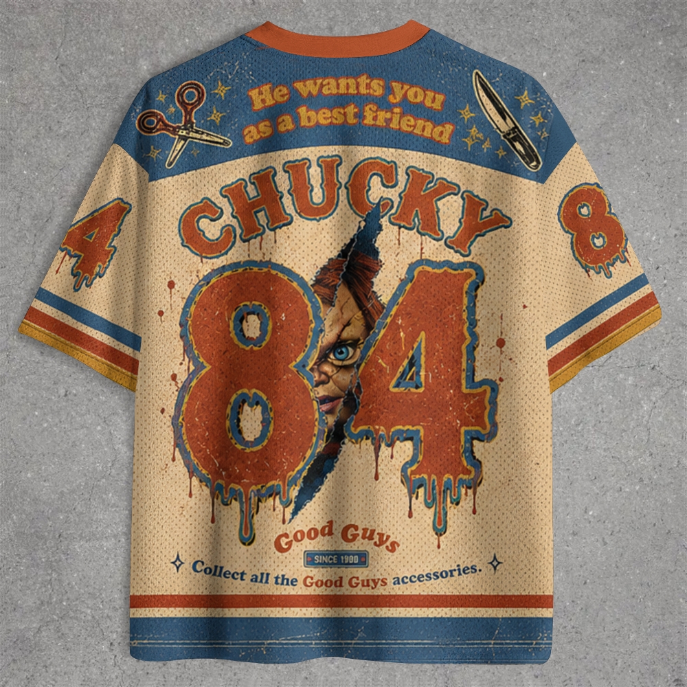 Torn Doll Knife Scissor Retro Color Jersey Shirts