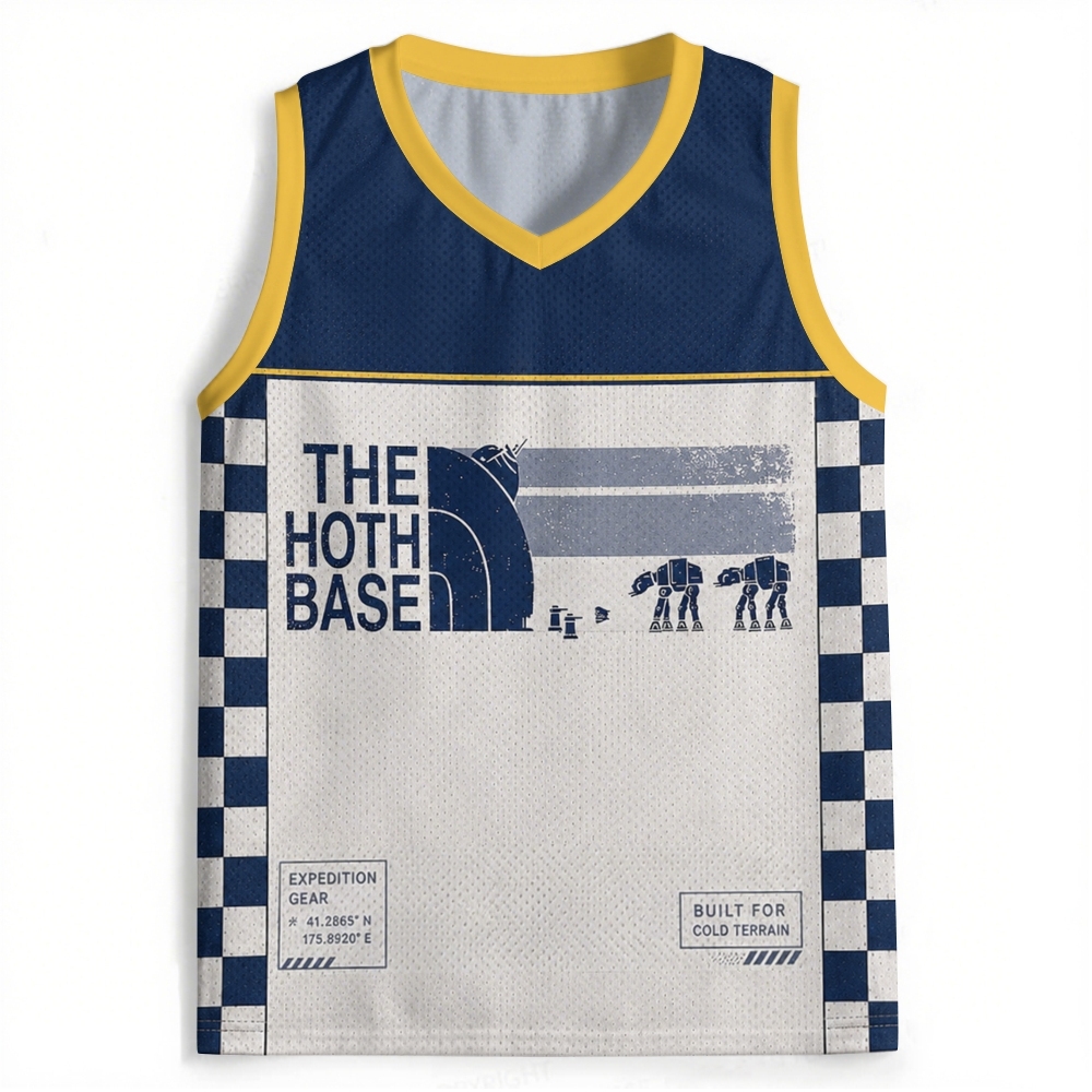 Retro Hoth Expedition ATAT Mech Navy Jersey Tank