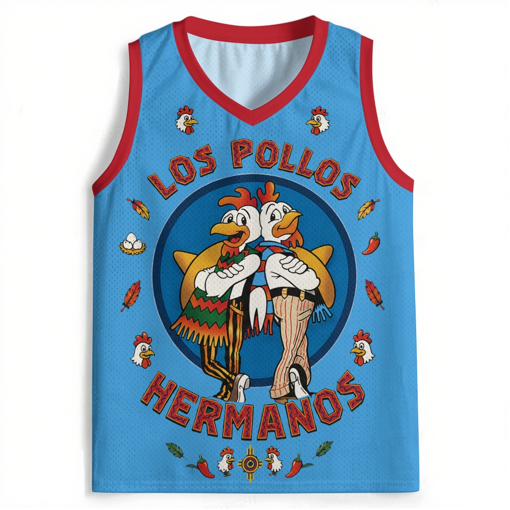 Cartoon Twin Rooster Mexican Restaurant Sky Blue Jersey Tank