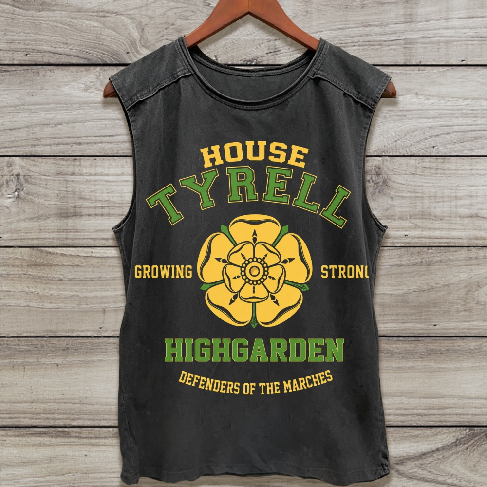 Vintage Golden Wild Rose Varsity Washed Tank Top