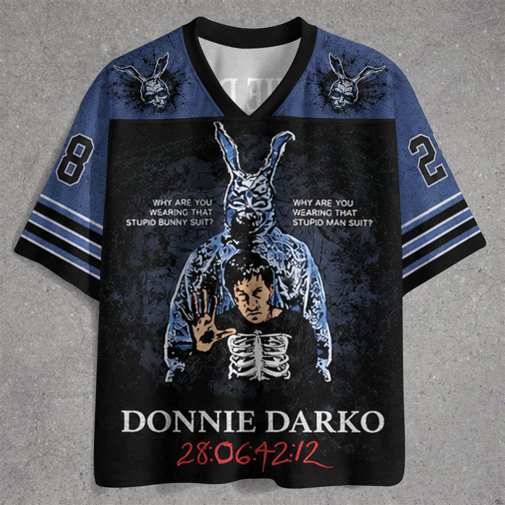 Bunny Mask Skeleton Figure Blue Jersey Shirts