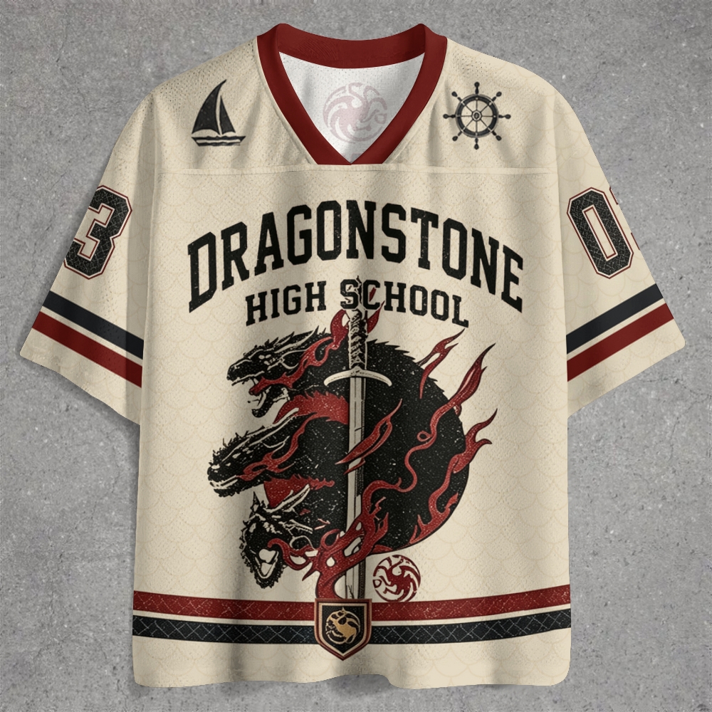 Retro Fire Dragon Varsity Jersey Shirts