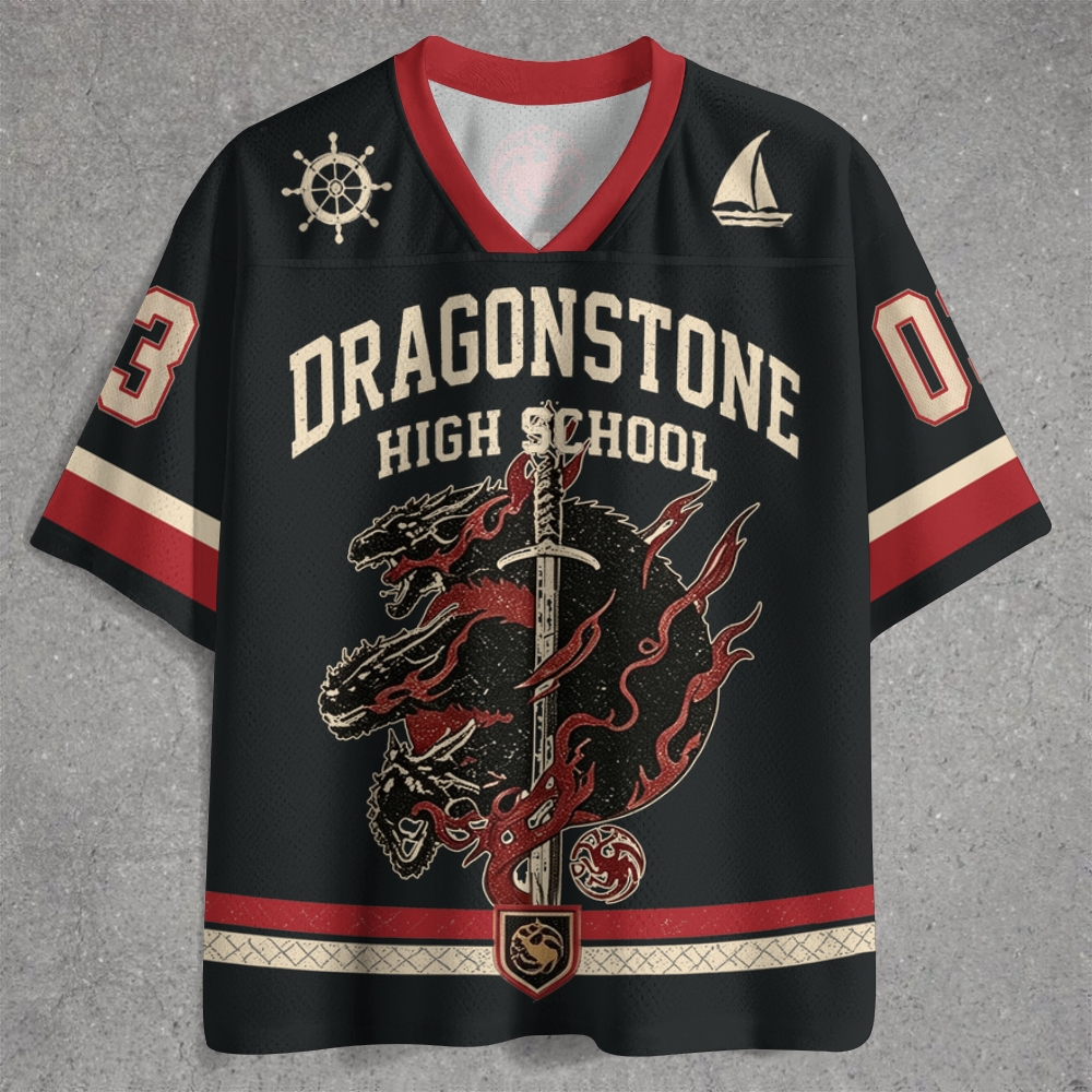 Retro Fire Dragon Varsity Jersey Shirts